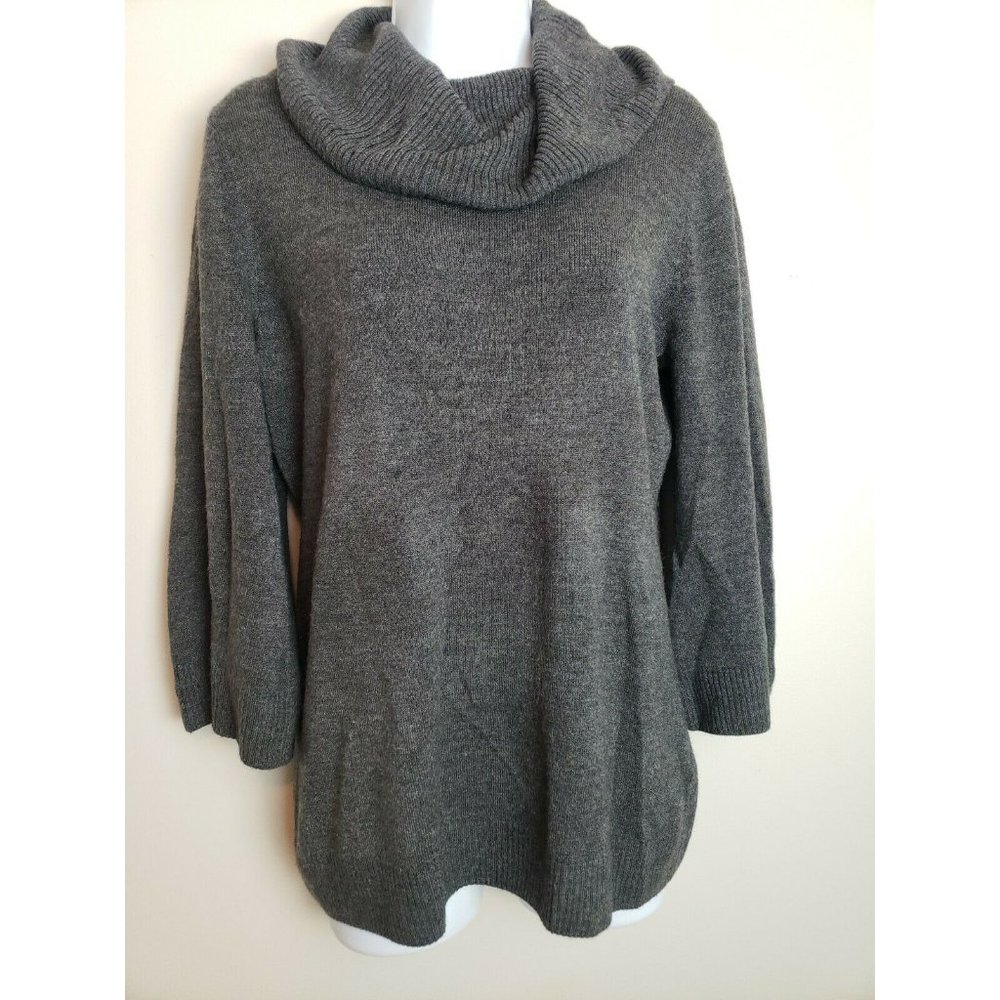 Sag Harbor Women's Sweater Medium Dark Gray Slouch Neck